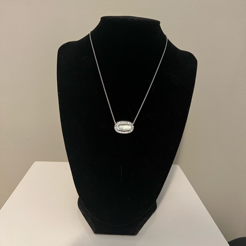 Kendra Scott Baguette Elisa Silver Pendant Necklace in Ivory Mix